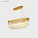 GobekUsa Contemporary Crystal Island Pendant with 7 Bulbs and Gold Finish - 2 Layer Ellipse Design