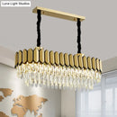 GobekUsa Contemporary Gold Finish Oval Island Light with Clear Crystal Shuttles and LED Bulbs