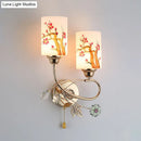 GobekUsa Contemporary Gold Finish Wall Lamp with Cream Glass Shade & Pull Chain