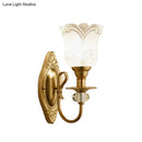 GobekUsa Contemporary Frosted Glass Petal Wall Lamp with Crystal Deco - Gold Finish