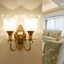 GobekUsa Contemporary Frosted Glass Petal Wall Lamp with Crystal Deco - Gold Finish