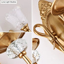 GobekUsa Contemporary Frosted Glass Petal Wall Lamp with Crystal Deco - Gold Finish