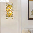GobekUsa Contemporary Brass Finish Teardrop Sconce: Clear Crystal Wall Light with 2 Lights for Living Room