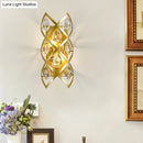 GobekUsa Contemporary Brass Finish Teardrop Sconce: Clear Crystal Wall Light with 2 Lights for Living Room
