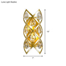 GobekUsa Contemporary Brass Finish Teardrop Sconce: Clear Crystal Wall Light with 2 Lights for Living Room