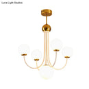 GobekUsa Contemporary Gold Glass Spherical Ceiling Chandelier with 5/7 Bulbs