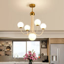 GobekUsa Contemporary Gold Glass Spherical Ceiling Chandelier with 5/7 Bulbs