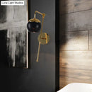 GobekUsa Contemporary Glass Wall Sconce with Brass Finish Arm - 1 Bulb Bedroom Light