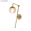 GobekUsa Contemporary Glass Wall Sconce with Brass Finish Arm - 1 Bulb Bedroom Light