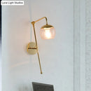 GobekUsa Contemporary Glass Wall Sconce with Brass Finish Arm - 1 Bulb Bedroom Light