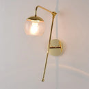GobekUsa Contemporary Glass Wall Sconce with Brass Finish Arm - 1 Bulb Bedroom Light