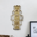 GobekUsa Contemporary Crystal Wall Sconce with 5-Bulb Brass Mount - Layered Bedside Light