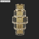 GobekUsa Contemporary Crystal Wall Sconce with 5-Bulb Brass Mount - Layered Bedside Light
