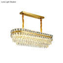 GobekUsa Contemporary Gold LED Crystal Tiered Island Light Fixture - Stylish Oblong Hanging Lamp for Table