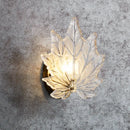 GobekUsa Contemporary Gold Wall Sconce: Maple Leaf Bedroom Wall Light with Clear Crystal, 1 Head Fixture