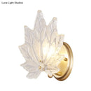 GobekUsa Contemporary Gold Wall Sconce: Maple Leaf Bedroom Wall Light with Clear Crystal, 1 Head Fixture