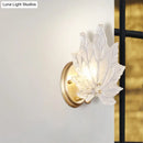 GobekUsa Contemporary Gold Wall Sconce: Maple Leaf Bedroom Wall Light with Clear Crystal, 1 Head Fixture