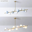 GobekUsa Contemporary Gold Metal Island Pendant Light with Glass Sphere for Dining Table