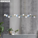 GobekUsa Contemporary Gold Metal Island Pendant Light with Glass Sphere for Dining Table
