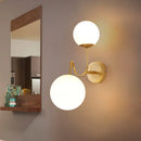 GobekUsa Contemporary Gold Metal Wall Sconce with Curved Arms, 2 Heads, and White Glass Shade