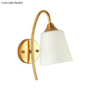 GobekUsa Gold Milk Glass Tapered Sconce with Metal Gooseneck Arm - Contemporary Wall Light Fixture