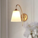 GobekUsa Gold Milk Glass Tapered Sconce with Metal Gooseneck Arm - Contemporary Wall Light Fixture