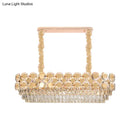 GobekUsa Contemporary Gold Oval Crystal Island Pendant with 12 Bulbs – Elegant Dining Hall Lighting