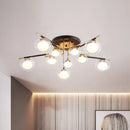 GobekUsa Contemporary Gold Oval Shade Ceiling Fixture - Dining Room Glass & Metal Semi Flush Mount Light