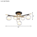 GobekUsa Contemporary Gold Oval Shade Ceiling Fixture - Dining Room Glass & Metal Semi Flush Mount Light
