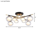 GobekUsa Contemporary Gold Oval Shade Ceiling Fixture - Dining Room Glass & Metal Semi Flush Mount Light