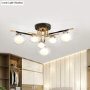 GobekUsa Contemporary Gold Oval Shade Ceiling Fixture - Dining Room Glass & Metal Semi Flush Mount Light