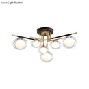 GobekUsa Contemporary Gold Oval Shade Ceiling Fixture - Dining Room Glass & Metal Semi Flush Mount Light