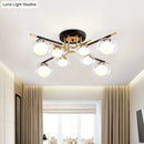 GobekUsa Contemporary Gold Oval Shade Ceiling Fixture - Dining Room Glass & Metal Semi Flush Mount Light