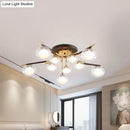 GobekUsa Contemporary Gold Oval Shade Ceiling Fixture - Dining Room Glass & Metal Semi Flush Mount Light