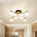 GobekUsa Contemporary Gold Oval Shade Ceiling Fixture - Dining Room Glass & Metal Semi Flush Mount Light