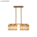 GobekUsa Contemporary Gold Pendant Lighting for Dining Room - Metal Linear Island Lamp with Clear Cuboid Crystal Shade