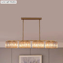 GobekUsa Contemporary Gold Pendant Lighting for Dining Room - Metal Linear Island Lamp with Clear Cuboid Crystal Shade