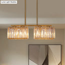 GobekUsa Contemporary Gold Pendant Lighting for Dining Room - Metal Linear Island Lamp with Clear Cuboid Crystal Shade