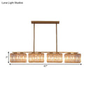 GobekUsa Contemporary Gold Pendant Lighting for Dining Room - Metal Linear Island Lamp with Clear Cuboid Crystal Shade