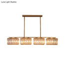 GobekUsa Contemporary Gold Pendant Lighting for Dining Room - Metal Linear Island Lamp with Clear Cuboid Crystal Shade