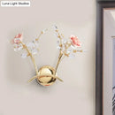 GobekUsa Contemporary Crystal Raindrop Wall Lighting with Rose Design - Gold Wall Mount Lamp - 2 Heads