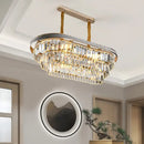 GobekUsa Contemporary 3-Tier Oval Island Pendant with Clear Crystal - 8 Head Living Room Hanging Lamp