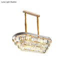 GobekUsa Contemporary 3-Tier Oval Island Pendant with Clear Crystal - 8 Head Living Room Hanging Lamp