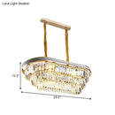 GobekUsa Contemporary 3-Tier Oval Island Pendant with Clear Crystal - 8 Head Living Room Hanging Lamp