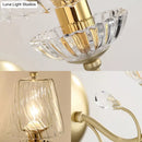 GobekUsa Contemporary Swirl Glass Cone Wall Light with Crystal Deco - Gold