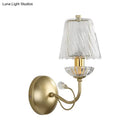 GobekUsa Contemporary Swirl Glass Cone Wall Light with Crystal Deco - Gold