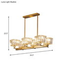 GobekUsa Contemporary Gold Crystal Trapezoid Island Lamp with 6 Bulbs - Dining Room Pendant