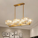 GobekUsa Contemporary Gold Crystal Trapezoid Island Lamp with 6 Bulbs - Dining Room Pendant