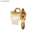 GobekUsa Contemporary Metal Gooseneck Wall Lamp with Clear Crystal Prism in Gold for Corridor