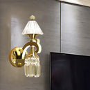 GobekUsa Contemporary Gold Finish Conic Wall Sconce with Crystal Draping - Metal Mount Light